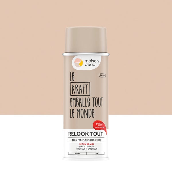 Peinture aérosol relook tout MAISON DECO beige kraft satiné 0.400 L