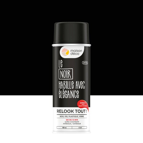 Peinture aérosol Relook Tout, MAISON DECO, 0.400 L noir satiné