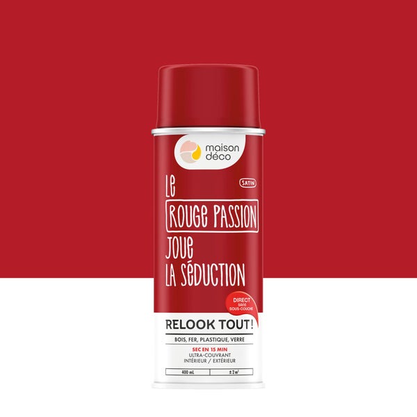 Peinture aérosol relook tout MAISON DECO rouge passion satiné 0.400 L