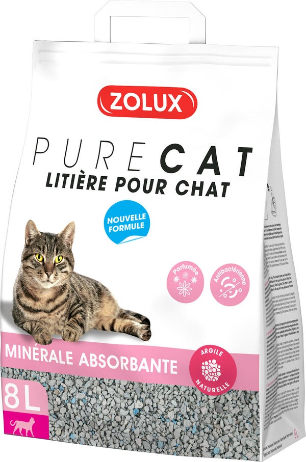 Litière pour chat Purecat minérale absorbante parfumée, ZOLUX, 8 L