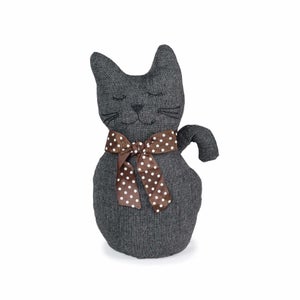 Bloque porte REI chat gris en tissu H.26 cm, 1kg