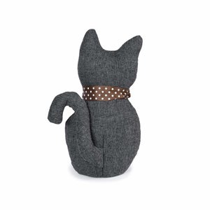 Bloque porte REI chat gris en tissu H.26 cm, 1kg