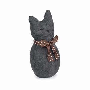 Bloque porte REI chat gris en tissu H.26 cm, 1kg