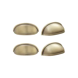 Lot de 4 poignées de meuble Cup, acier laiton antique, entraxe 64 mm