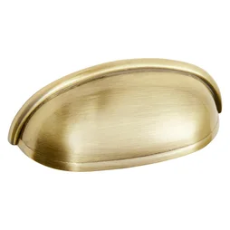Poignée de meuble Cup, acier laiton antique, entraxe 64 mm