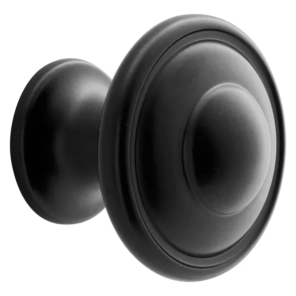 Bouton de meuble rond Paros, zamak noir peint, Diam.30.4 mm
