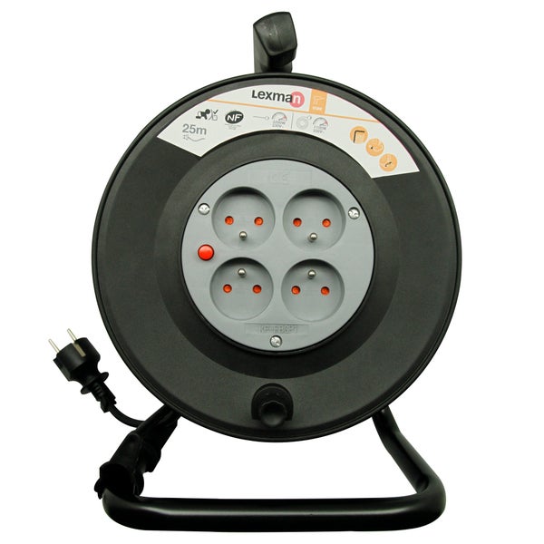 Enrouleur de cable electrique bricolage L.25 m ho5vvf 3g1.5, LEXMAN