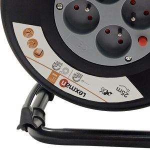 Enrouleur de cable electrique bricolage L.25 m ho5vvf 3g1.5, LEXMAN
