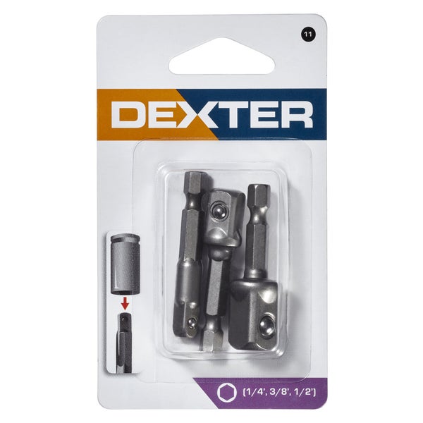 Lot de 3 adaptateurs 1/4', 3/8', 1/2'50 mm, DEXTER