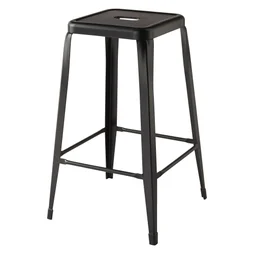 Tabouret Factory, noir mat H.66 cm
