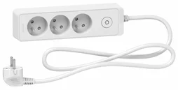 Multiprise filaire 3 prises 1.5m, SCHNEIDER ELECTRIC, blanc