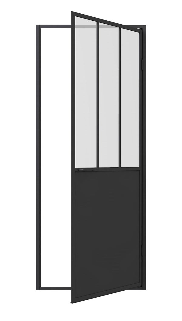Porte de douche pivotant transparent, noire, 100 cm, Artelo