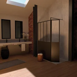 Paroi de douche a l'italienne fixe murale verre, l.100 cm, Ep.5 mm noir Artelo