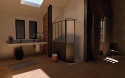 Paroi de douche a l'italienne fixe murale verre, l.120 cm, Ep.5 mm noir Artelo