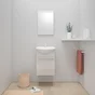 Lave main meuble sous vasque + vasque l.42 x H.60 x P.25 cm +miroir  blanc Aroa