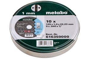 Coffret de 10 meules METABO De tronconnage sp 125 x 1,0 x 22,23 inox