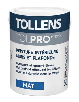 Peinture mur / plafond TOLLENS Tolpro hydro blanc mat, 5 l