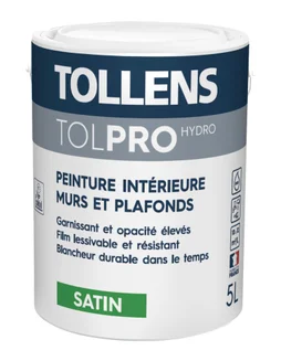 Peinture mur / plafond TOLLENS Tolpro hydro blanc satine, 5 l