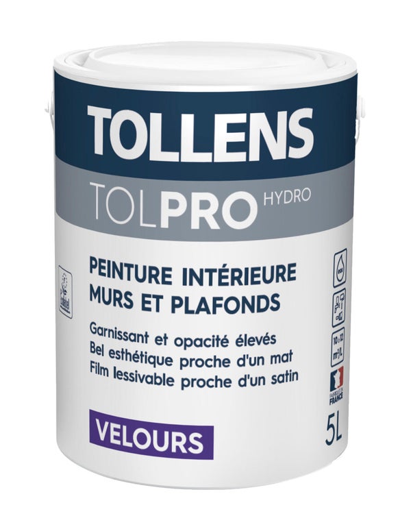 Peinture mur / plafond TOLLENS Tolpro hydro blanc velours, 5 l