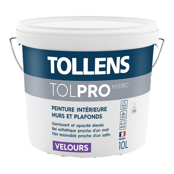 Peinture mur / plafond TOLLENS Tolpro hydro blanc velours, 10 l