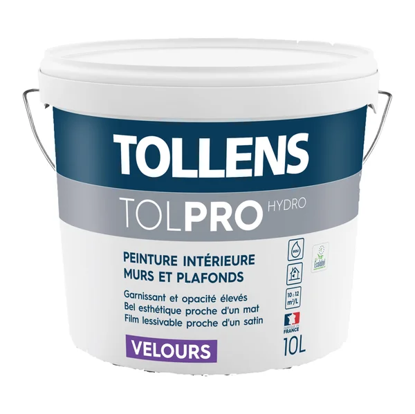 Peinture mur / plafond TOLLENS Tolpro hydro blanc velours, 10 l