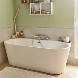 Baignoire semi-îlot l.75 x L.170 cm, blanc Ilova, BALNEO