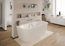 Baignoire semi-îlot l.80 x L.180 cm, blanc Ilova, BALNEO