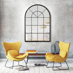 Miroir rectangulaire fenêtre DEMEURE, l.93 x H.135 cm, noir