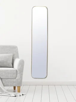 Miroir rectangulaire actuel, l.30 x H.140 cm, doré