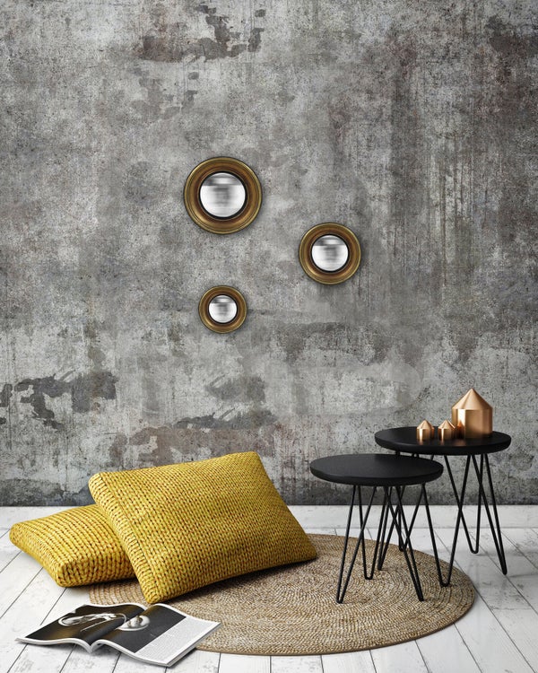 Assortiment de 3 miroirs rond résine or Convexe or diam.23 cm
