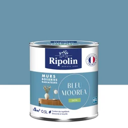 Peinture bleu mooera mur, boiserie, radiateur RIPOLIN satine 0.5 l
