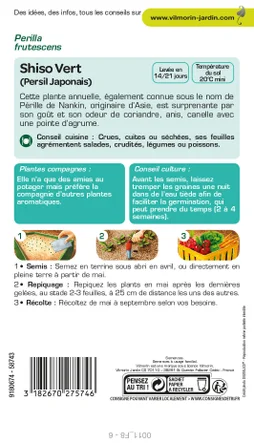 Graines de potager Shiso vert VILMORIN 1 g