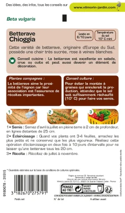 Graines de potager betterave chioggia VILMORIN 6 g