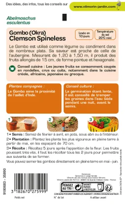 Graines de potager Gombo clemson spineless VILMORIN 15 g