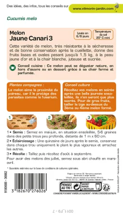 Graines de potager melon jaune canari 3 VILMORIN 3 g