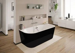 Baignoire semi-îlot l.75 x L.160 cm, noir Ilova, BALNEO