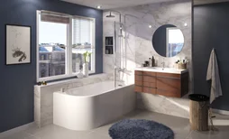 Baignoire semi-îlot l.75 x L.160 cm, blanc Sophia version droite, BALNEO