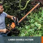 Taille-haie sur batterie vendu sans batterie, WORX, 40 V L.60 cm