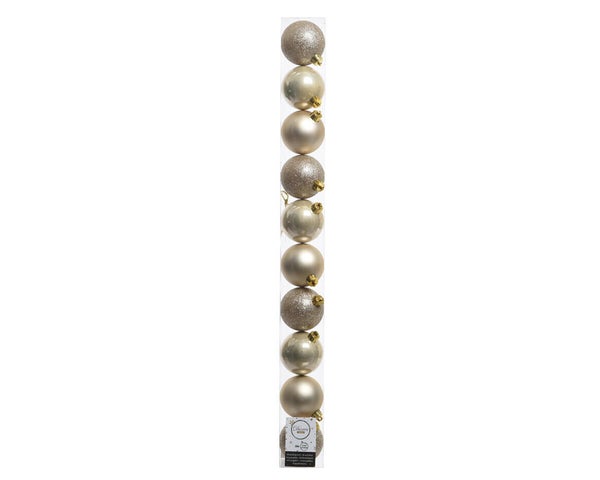 Boule Noel polystyrene d6cm perle brillant/mat/paillettes lot de 10