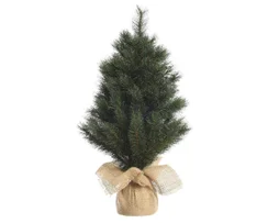 Mini sapin artificiel givre Malmo d41/h60cm 111 pointes dures sac jute