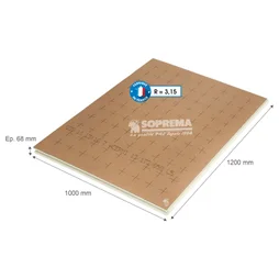 Panneau pour isolation polyurethane SOPREMA®, R=3.15, Ep.68mm,1.2x1m