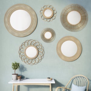 Miroir rond bamboo naturel diam. 30 cm