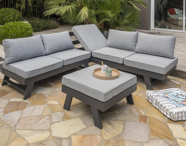 Salon bas de jardin aluminium gris anthracite Newyork DCB GARDEN, 5 personnes