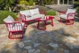 Salon bas de jardin aluminium framboise Apolline DCB GARDEN, 4 personnes