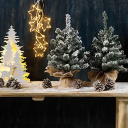 Mini sapin artificiel enneige Imperial d28/h45cm 43 ptes pvc sac jute