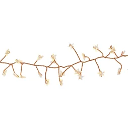 Guirlande lumineuse int boa avec etoiles 160 led blanc chaud a piles cable cuivre 2m