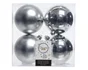 Boule Noel plastique d10cm argent brillant/mat lot de 4