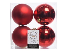 Boule Noel polystyrene d10cm rouge brillant/mat lot de 4