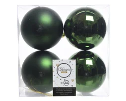Boule Noel polystyrene d10cm vert pin brillant/mat lot de 4