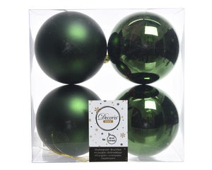 Boule Noel polystyrene d10cm vert pin brillant/mat lot de 4